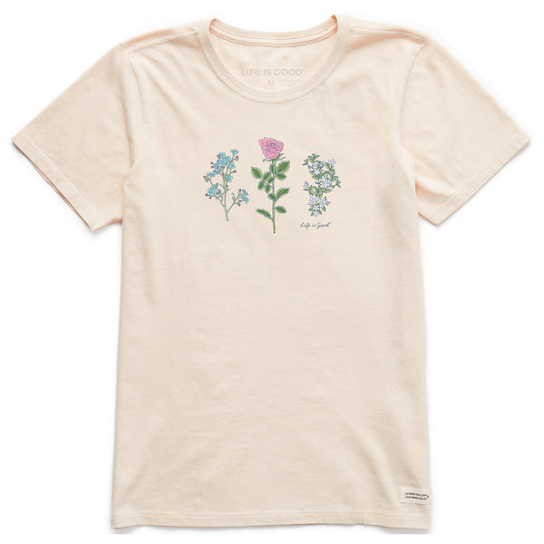 Life Is Good Women's 3 Botanical Rose Jasmine Short Sleeve Crusher Tee