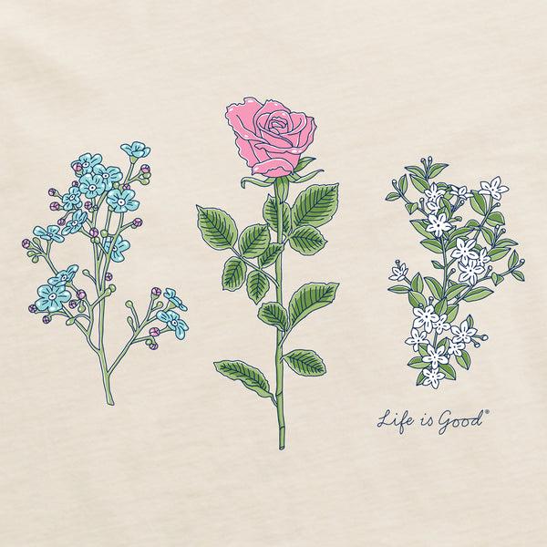 Life Is Good Women's 3 Botanical Rose Jasmine Short Sleeve Crusher Tee