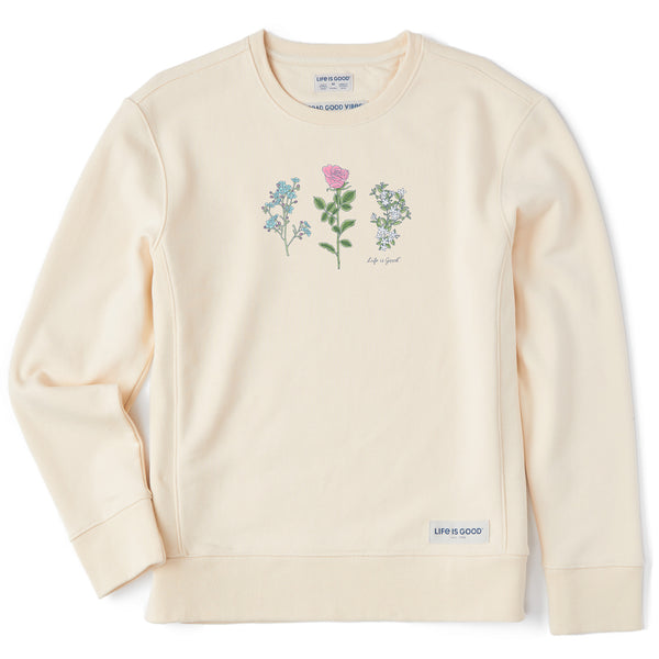 life is good Women's 3 Botanical Rose Jasmine Simply True Fleece Crew