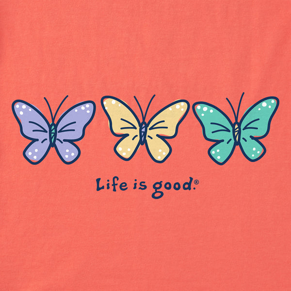 Life Is Good Women's 3 Butterflies Short Sleeve Crusher Tee
