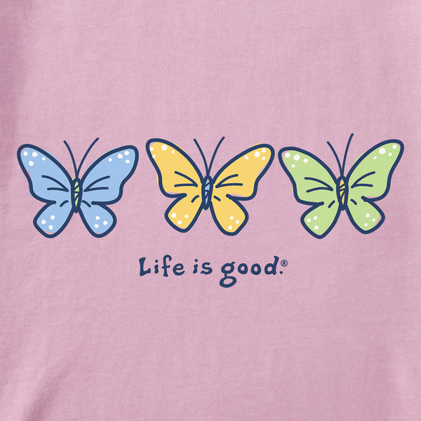 Life Is Good Women's 3 Butterflies Short Sleeve Crusher Vee