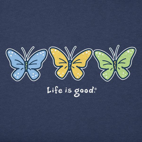 Life Is Good Women's 3 Butterflies Short Sleeve Crusher Vee