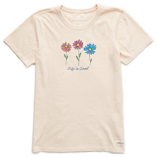 Life Is Good Women's 3 Colorful Daisies Short Sleeve Crusher Tee