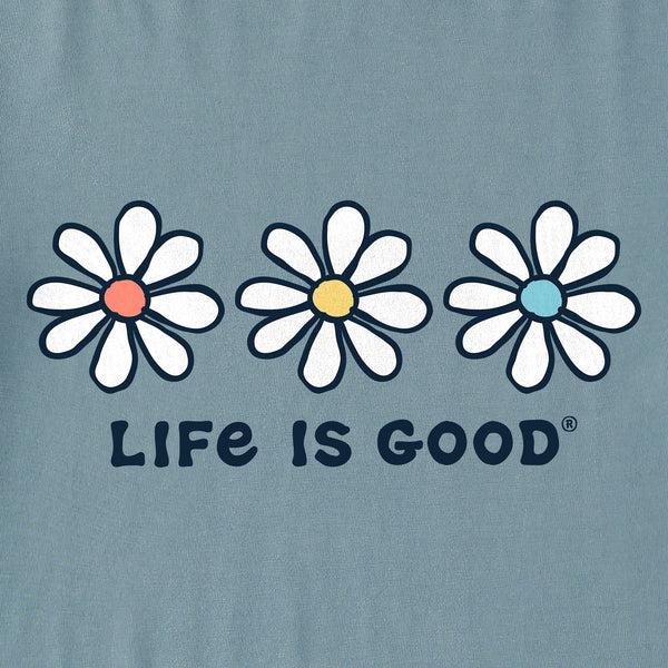 Life Is Good Women's 3 Daisies Long Sleeve Crusher Boxy Tee