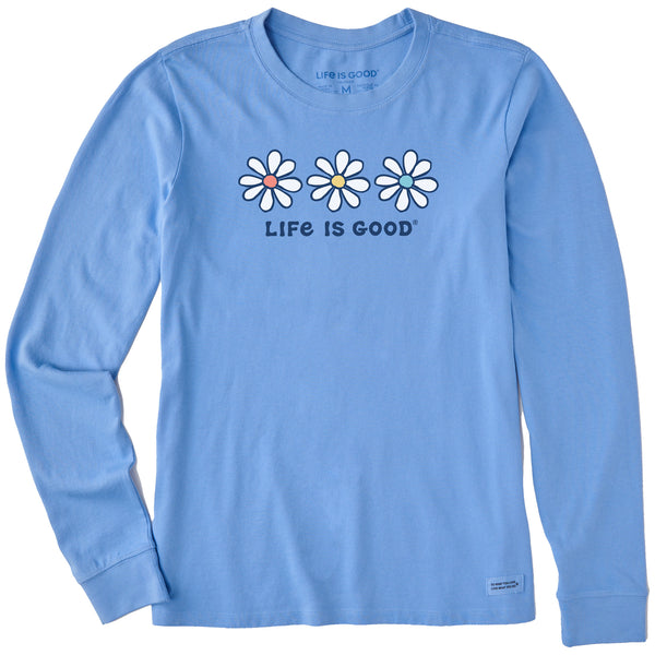 Life Is Good Women's 3 Daisies Long Sleeve Crusher Tee