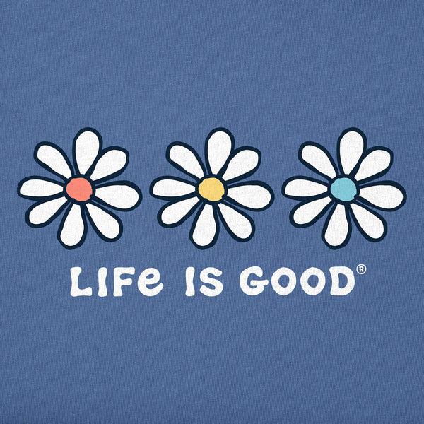 Life Is Good Women's 3 Daisies Long Sleeve Crusher Vee