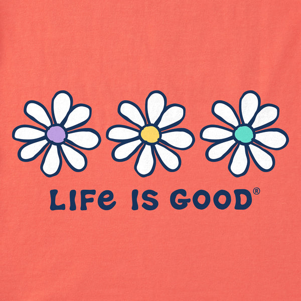 Life Is Good Women's 3 Daisies Short Sleeve Crusher Boxy Tee