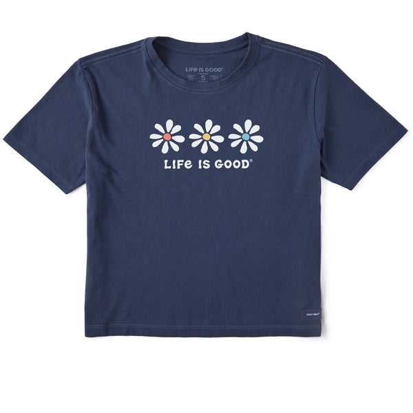 life is good Women's 3 Daisies Short Sleeve Crusher Boxy Tee