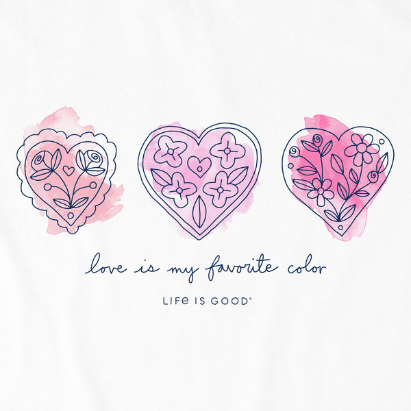 Life Is Good Women's 3 Doodle Hearts Short Sleeve Vee