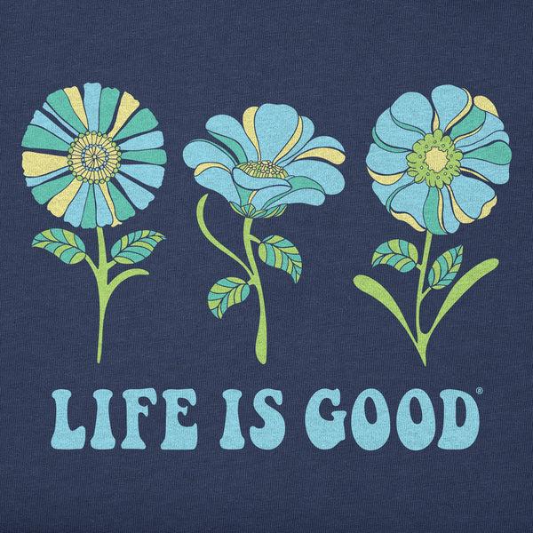 Life Is Good Women's 3 Flowers Long Sleeve Crusher Boxy Tee