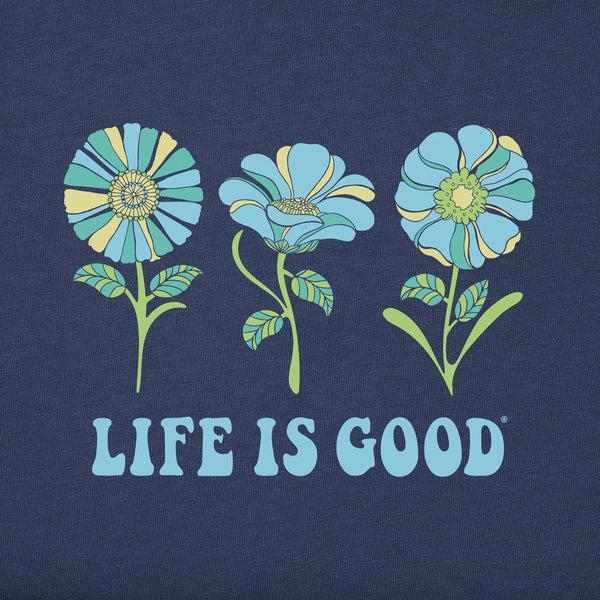 Life Is Good Women's 3 Flowers Long Sleeve Crusher Boxy Tee