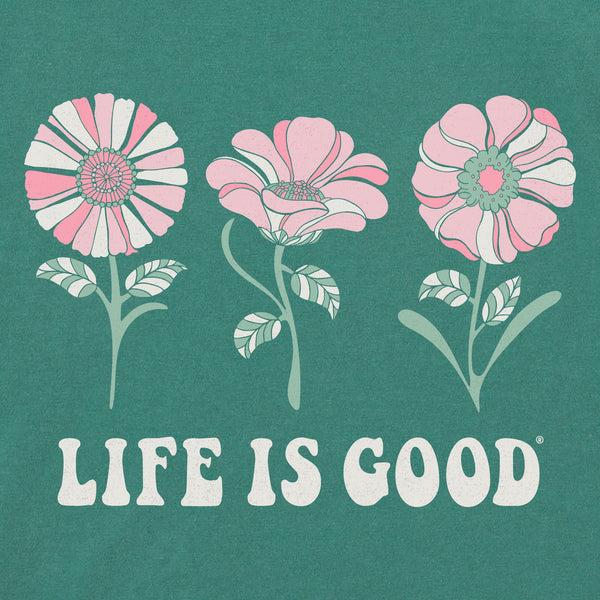 Life Is Good Women's 3 Flowers Short Sleeve Crusher Tee