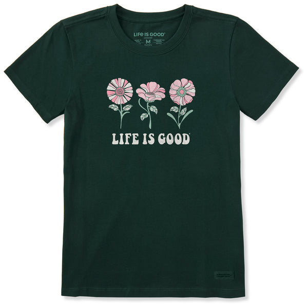Life Is Good Women's 3 Flowers Short Sleeve Crusher Tee