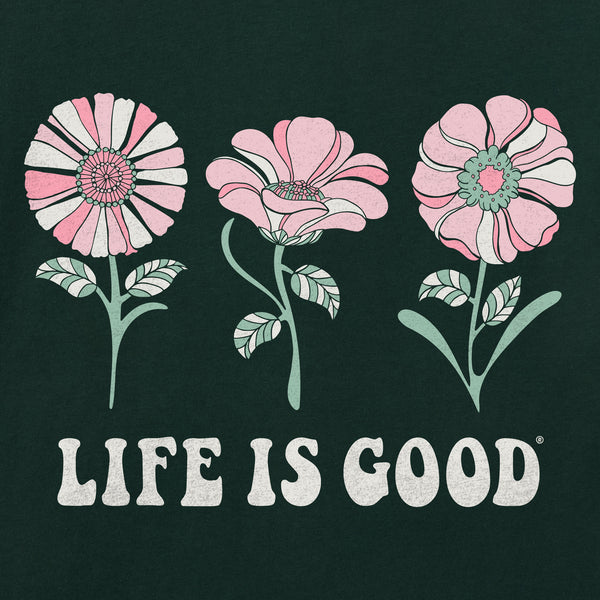 Life Is Good Women's 3 Flowers Short Sleeve Crusher Tee