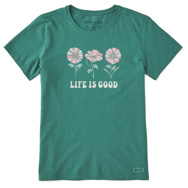 life is good Women's 3 Flowers Short Sleeve Crusher Tee