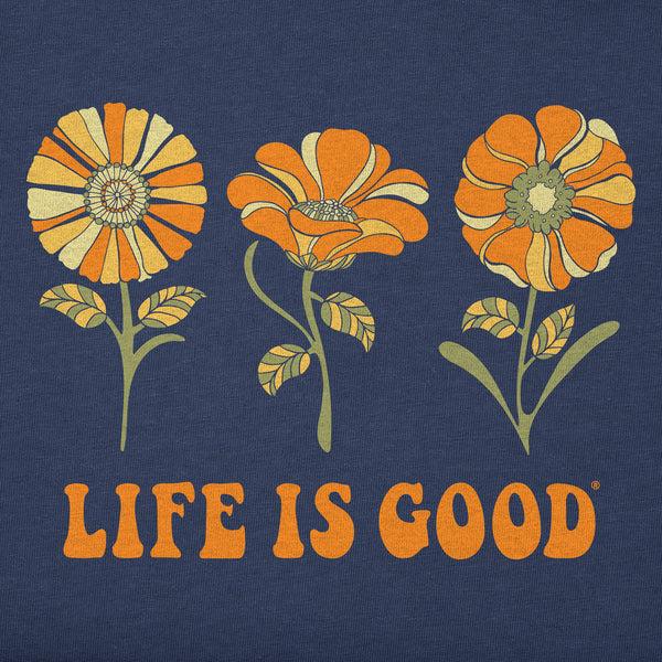 Life Is Good Women's 3 Flowers Short Sleeve Crusher Vee