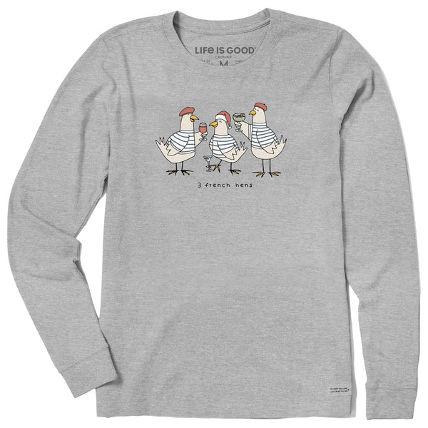 life is good Women's 3 French Hens Long Sleeve Crusher Tee