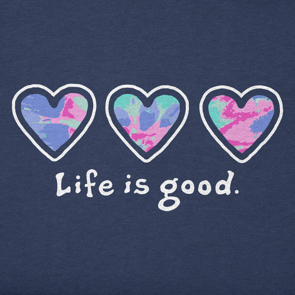 Life Is Good Women's 3 Hearts Tie Dye Short Sleeve Vee