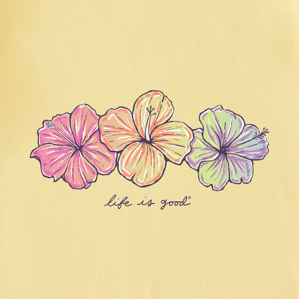 Life Is Good Women's 3 Hibiscuses Long Sleeve Crusher-LITE Hooded Tee