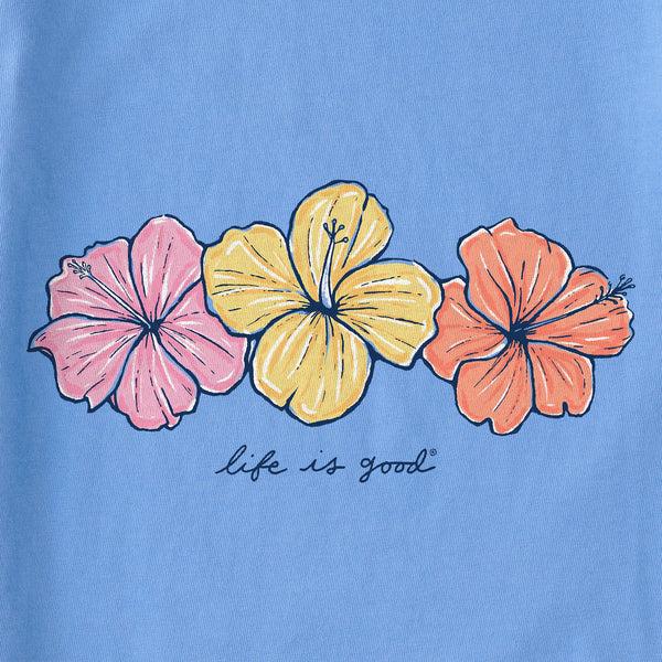 Life Is Good Women's 3 Hibiscuses Short Sleeve Crusher Vee