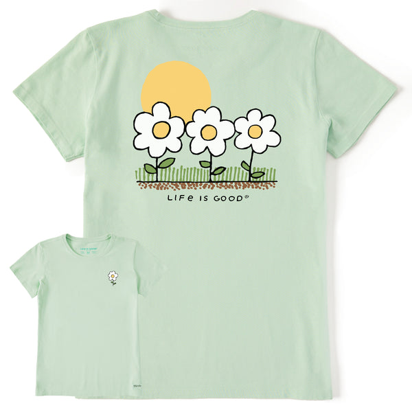 life is good Women's 3 Little Flowers Short Sleeve Tee