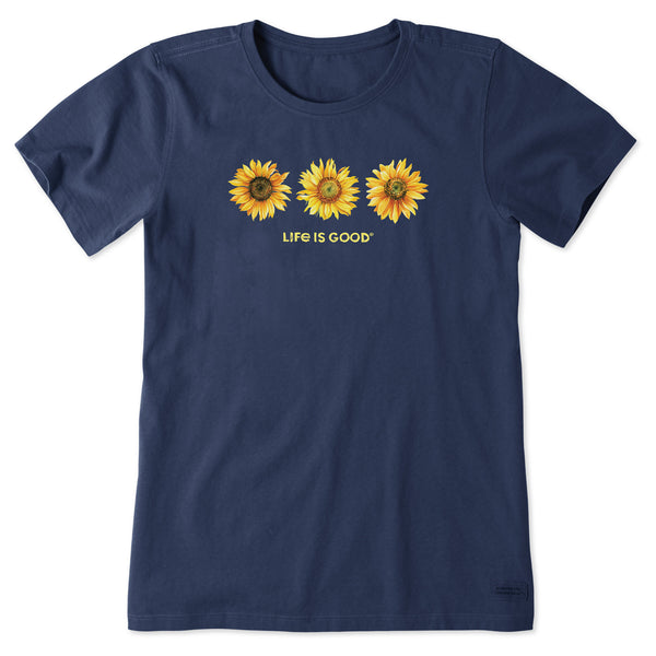 life is good Women's 3 Sunflowers Short Sleeve Crusher Tee