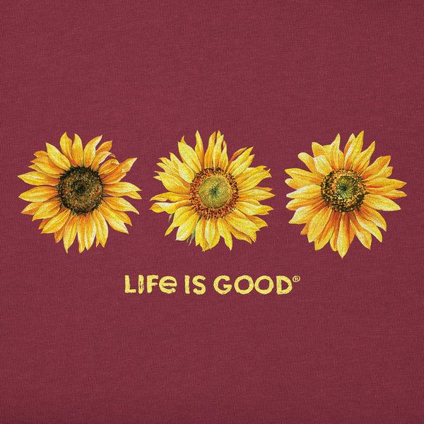 Life Is Good Women's 3 Sunflowers Simply True Fleece Crew