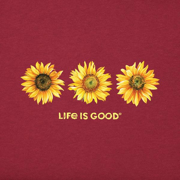 Life Is Good Women's 3 Sunflowers Simply True Fleece Hoodie
