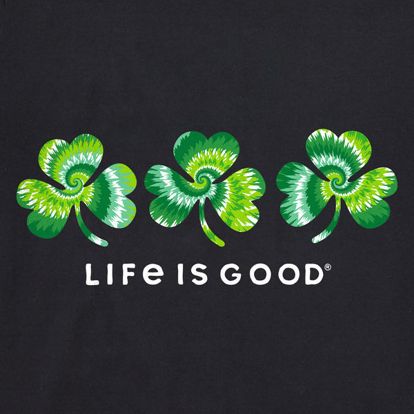 Life Is Good Women's 3 Tie Dye Clovers Long Sleeve Crusher Boxy Tee