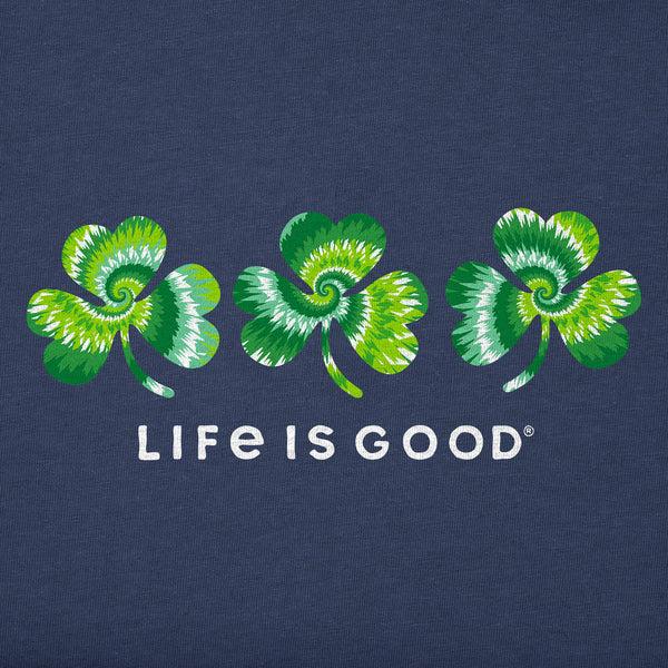 Life Is Good Women's 3 Tie Dye Clovers Long Sleeve Crusher Vee