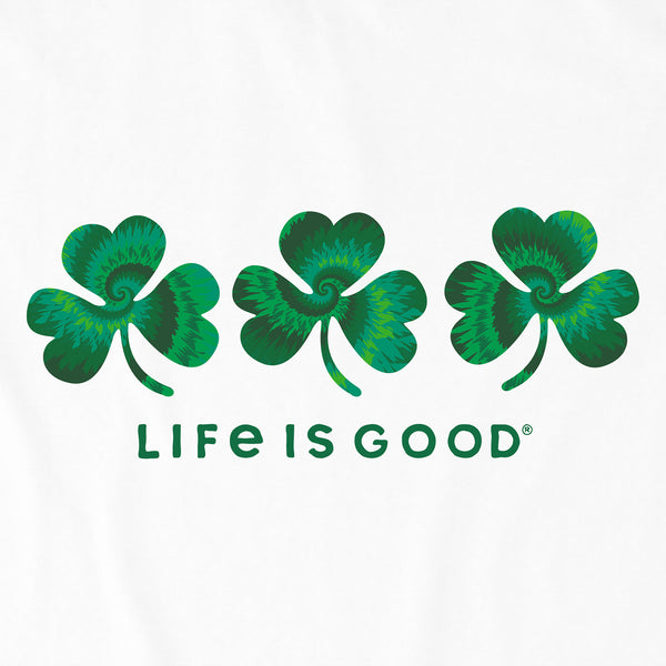 Life Is Good Women's 3 Tie Dye Clovers Short Sleeve Crusher Boxy Tee