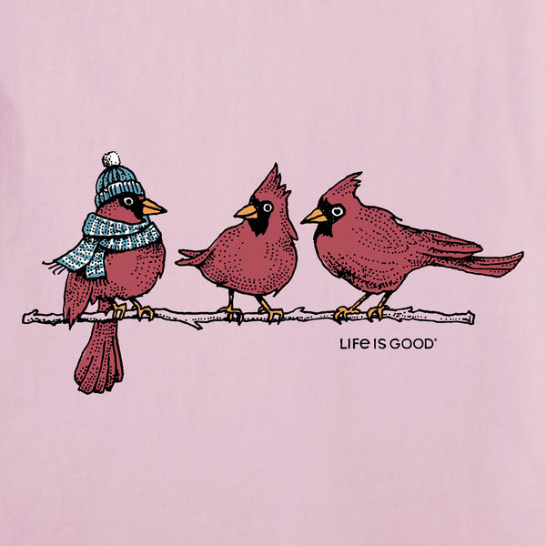 Life Is Good Women's 3 Warmly Dressed Cardinals Long Sleeve Crusher Tee