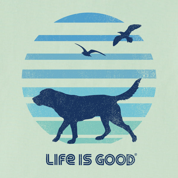 Life Is Good Women's 70's Retro Dog Beach Walk Short Sleeve Crusher-LITE Tee