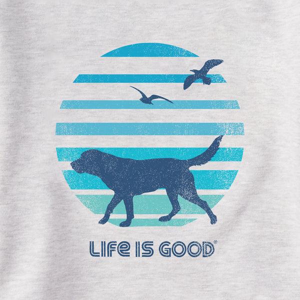 Life Is Good Women's 70's Retro Dog Beach Walk Simply True Fleece Crew