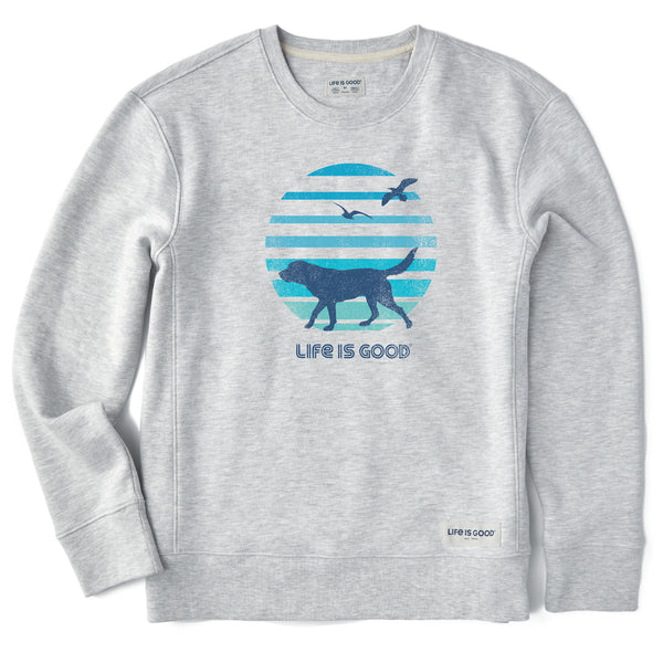Life Is Good Women's 70's Retro Dog Beach Walk Simply True Fleece Crew