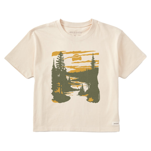 Life Is Good Women's A River Runs Through It Short Sleeve Crusher Boxy Tee