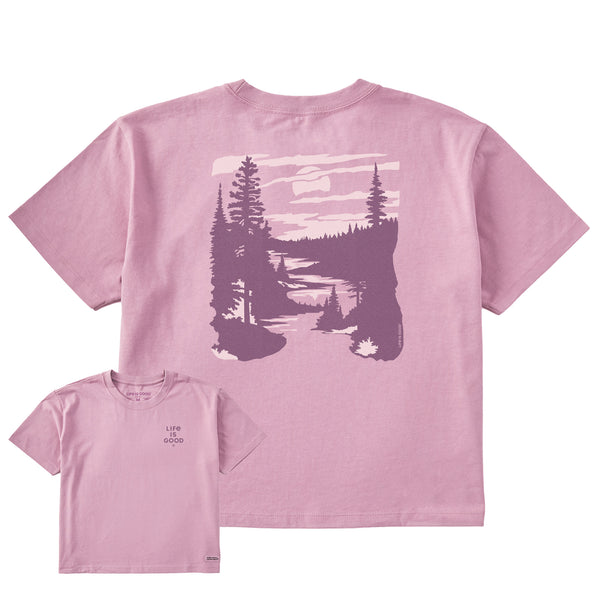 life is good Women's A River Runs Through It Short Sleeve Crusher Boxy Tee