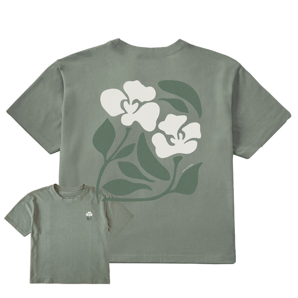 life is good Women's Abstract Flowers Short Sleeve Crusher Boxy Tee