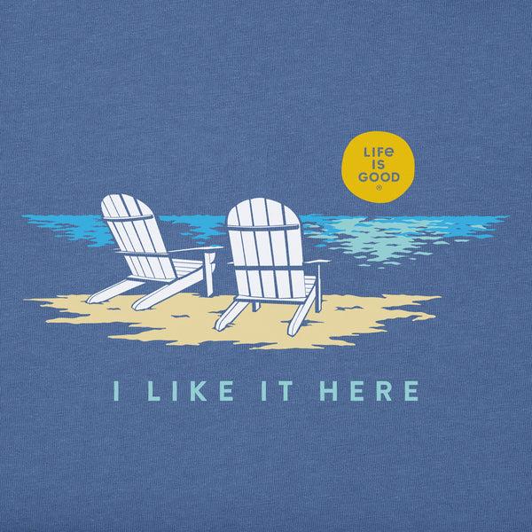 Life Is Good Women's Adirondack Beach I Like It Here Short Sleeve Vee