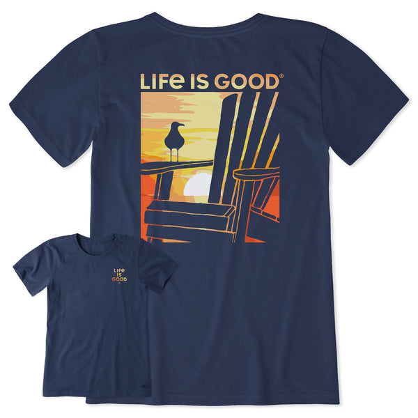 life is good Women's Adirondack Gull Sunset Short Sleeve Crusher Tee