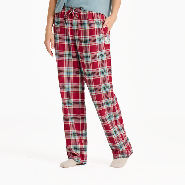 life is good Women's Adirondack Red Holiday Plaid Classic Sleep Pant