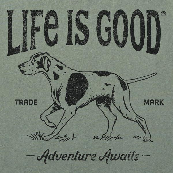 Life Is Good Women's Adventure Awaits Hunting Dog Short Sleeve Crusher Boxy Tee