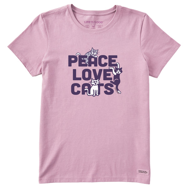 life is good Women's Al Peace Love Cats Short Sleeve Crusher Tee