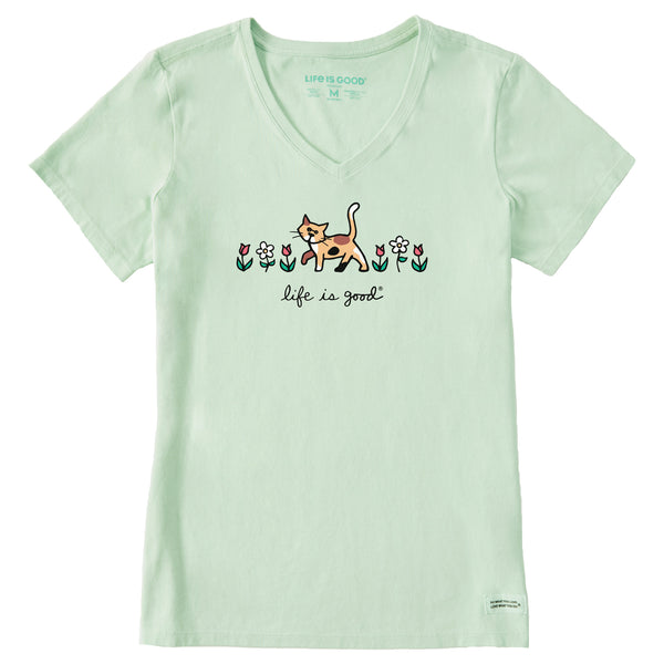 life is good Women's Al with Flowers Short Sleeve Crusher Vee