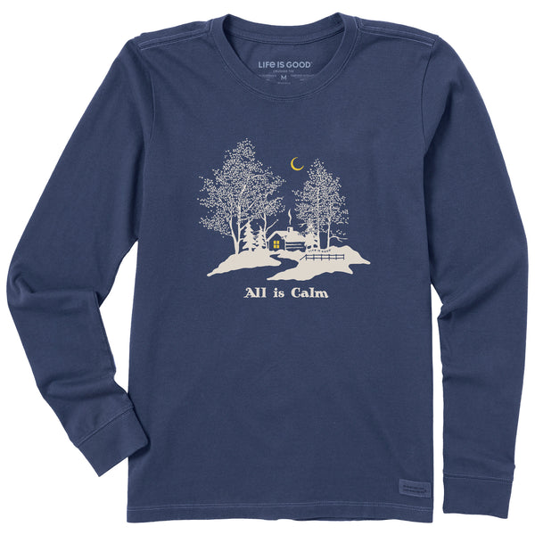 life is good Women's All Is Calm Cabin Long Sleeve Crusher Tee
