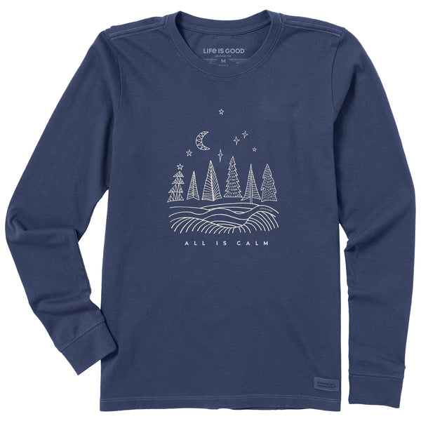 life is good Women's All is Calm Landscape Long Sleeve Crusher Tee