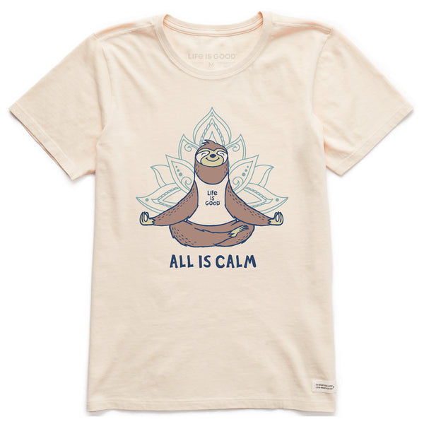 life is good Women's All is Calm Sloth Short Sleeve Crusher Tee