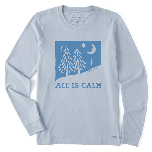 life is good Women's All is Calm Snowy Pines Long Sleeve Crusher Tee