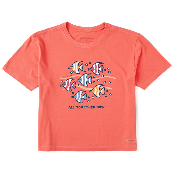 life is good Women's All Together Now Fish Short Sleeve Crusher Boxy Tee