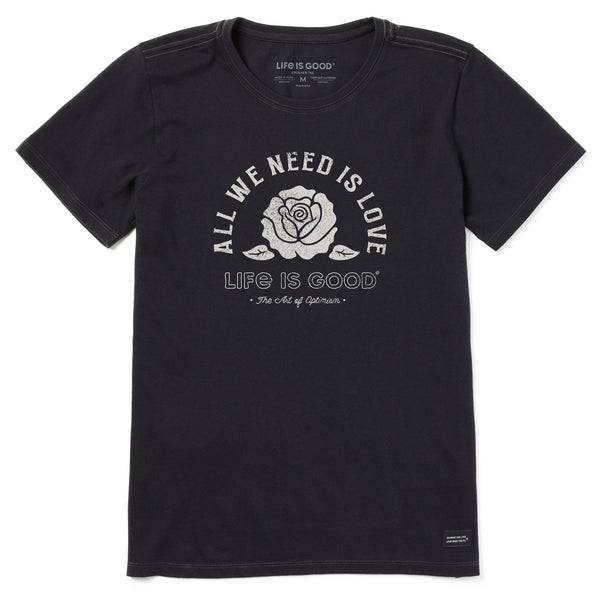 Life Is Good Women's All We Need Is Love Rose Short Sleeve Tee